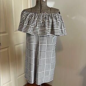 Urban outfitters Black and White Gingham Off-Shoulder Dress